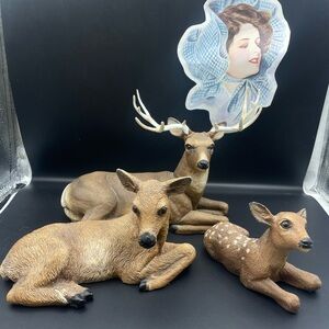 Realistic Brown Deer Figurine Set